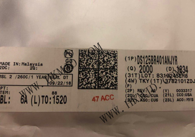 接口緩沖器，轉(zhuǎn)接驅(qū)動器 DS125BR401ANJYR 4 通道 12Gbps 54-WQFN