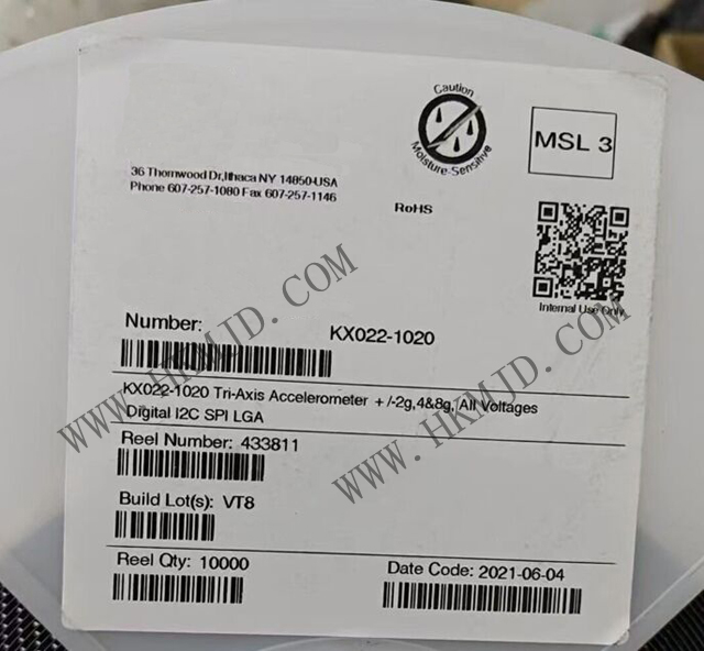 運(yùn)動(dòng)傳感器_KX022-1020_加速計(jì) X，Y，Z 軸 ±2g，4g，8g 0.39Hz ~ 800Hz 12-LGA