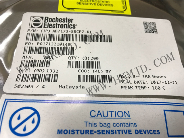 AD7173-8BCPZ：8/16通道、31.25kSPS、24位Σ-Δ型ADC